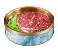 Generico Chilled Serving Bowl - 8,46 x 8,46 x 2,6 pouces - Acier inoxydable à glace, Party Serving Bowl With Vented Lid | Cold Food Bowls, Outdoor Entertaining,Durable Ice Chilled Tray