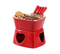 Generico Chocolate Fondue Cup | Heat-Resistant Non-Stick Warmer | Ceramic Fondue Mug Set with 4 Forks | for Cheese Marshmallow Dipping Dessert Beverage Dinner Wedding Party Birthday