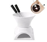 Genérico Chocolate Fondue Mug - with Fork 220ml Mini Portable Ceramic Melting Cup - Personal Cheese Butter Melting Mug - for Caramel Desserts Snacks Candy Milk