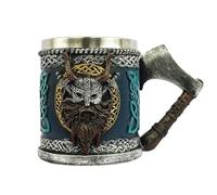 Generico Chope à bière en acier inoxydable, pour café | Chope de 450 ml avec tête de mort Guerrier Viking nordique, pour jus de boissons au café, bonbonnière pour homme