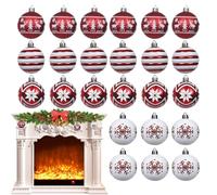 Generico Christmas Ball Ornaments 24 - Sleek Pieces Red White Tree, Stylish, Decorations 2.36 inch Shatterproof, Pendant Winter Celebration Home Party | Winter Celebration Home Party