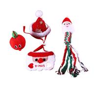 Generico Christmas Dog Toys - Puppy Chew Toys With Rope | Treat Ball And Squeaky Dog Toys | Dog Plush Santa Chew Toys | Christmas Dog Toys Set For Puppy, Kitten, & Pets