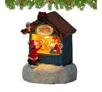 Generico Christmas Light Up Houses - Resin Lighted Christmas Santa House,Creative Festival Scene House Decor Battery Operated Santa Claus Shop for Home Tabletop Decor