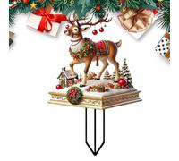 Generico Christmas Reindeer Yard Stake - 2D Acrylic Waterproof Outdoor Sign, Snow House Tree Pattern Ornament, Holiday Lawn Sculpture | Garden Pathway Home Decoration for Winter Festival Celebration