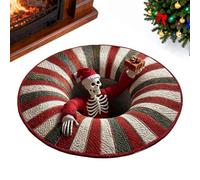 Genérico Christmas Rug, Skull Funny Quilted Entryway Area Rug, 3D Optical Christmas Mat for Kitchen Entryway, Indoor Bathroom Bedroom Winter Farmhouse