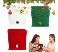 Generico Christmas Towels - Holiday Kitchen Decorative Set Absorbent Cotton, Guest Bathroom Linen Hand, Festive Design Red Green, Décorative Linen Kitchen, Embroidered Set Santa Snowman Tree | Pour