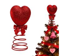 Generico Cima 'Arbre en forme de cœur de Saint Valentin - Mini ornement étincelant, design avec base, décoratif | Pointe de sapin de printemps en forme de cœur, accent festif