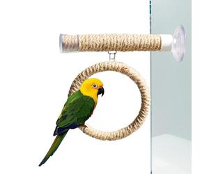 Genérico Cintre d'oiseau portable interactif avec support pour perroquet | Cintres naturels sur fenêtre pour oiseaux - pour perruches, inséparables, salle de bain, voiture, voyage, intérieur