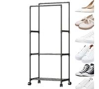 Generico Cintre Pour Charges - Cintre À Double Tige Sur Roues | Organisateur De Avec Roulettes Pour Manteaux, Chemises, Multifonctionnel, Chambre De, Armoire Et Scaff