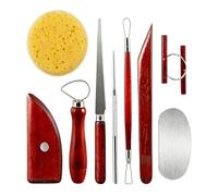 Generico Clay Sculpting Tools - Wood Metal, 18 cm, Pottery Carving Kit, Ceramic Clay Tools | 9 pièces Sculpture Tool Set for DIY Crafts, Home Decor, Projects, Beginners, Professionals