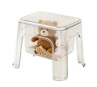 Generico Clear Stool With Hidden Storage | PET Material, Waterproof, Thickened | Transparent Low Stool For Bathroom, Shower & Bedroom | Small Space Storage Śtool For Living Room, Bedside & Shower