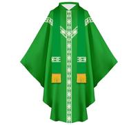 Generico Clergé Prêtre Vicaire Célébrant Baptême Casula Parmenti Église Père Catholique Vêtements de Messe Cléricale pour Halloween Vêtements Gothiques pour Baptême Église, vert, Taille unique