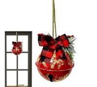 Genérico Cloche de jardin de Noël | Grelot géant en métal avec nœud festif - Mini Noël en résine artisanales assorties | Décoration de porches et jardins extérieurs pour célébration