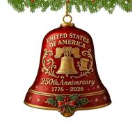 Genérico Cloche de la Liberté - Campagne de Noël en PP | Campagne du 250e anniversaire faite à la main de 5 x 5 x 6 cm, 1776-2026 clôtures, patios et décoration de Noël.