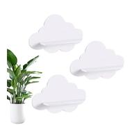 Generico Cloud Lot de 3 étagères murales murales avec crochets pour , étagères blanches en WPC pour chambre d'enfant, salon et étude : parfaites pour livres, jouets et