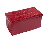 Generico Coffre de rangement Pouf Banc Repose-pieds Similicuir Faux Crocodile 76 x 38 x 38 cm Bordeaux