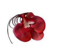 Generico Collier avec fleurs d'orchidée Collier avec lacets et chaîne avec clavicule, fil de cire en cuir, étrangleur (rouge)