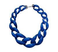 Generico Collier de déclaration en résine plastique, chaîne en os de serpent avec grande boucle, design rétro exagéré pour un usage quotidien, One Size, acétate, Pas de gemme