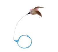 Generico Collier jouet pour chat - Fil d'acier et silicone 23,5 x 15 cm | Baguette interactive pour chaton | Collier de cou en plumes pour chat en plein air, cour, parc, entraînement à domicile