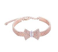 Generico Collier pour chien avec nœud - Collier pour chat avec bouton homard en or rose(Or rose, S)