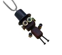 Generico Collier Punk Robot - Collier Vintage en Bois | Pendentif Vintage, Pour Femmes Étudiants d'Art Collectionneurs San Festival Musical Parties à Thème Utilisation Quotidienne Shopping Voyage
