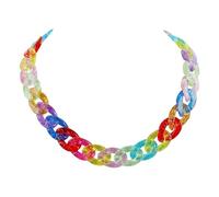 Generico Collier ras du cou avec maillons en acrylique Boho, collier multifil en plastique coloré, pièce de tendance inspirée, One Size, plastique, agate