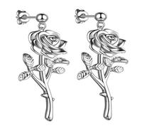 Generico Collier Rose pour Survie, Collier Punk Vintage « Je Suis Fort Comme Un Fou », Pendentif Gothique Rose Noire Élégant (Silver,Necklace)