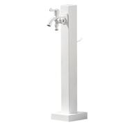 Genérico Columna de Agua de jardín de Acero inoxidable de 60 cm - Diseño cuadrado Con grifo Doble, anticongelante Para riego y Lavado, duradera y Elegante (Blanca)