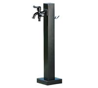 Genérico Columna de Agua Para jardín de Acero inoxidable 304 - Diseño cuadrado Vertical Con grifo Doble, anticongelante Para riego y Lavado - Negra, 60 cm/24 pulgadas