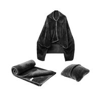 Genérico Combi-d'oreiller de couverture, combo d'oreiller de couverture de voyage compact - Poncho pour adultes portable, couverture d'avion en flanelle douce pour voyager