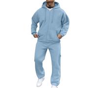 Generico Combinaison complète pour homme, tennis de sport, combinaison complète, vêtements de gymnastique, vêtements décontractés, molletonnés + pantalons de survêtement, 01 Sky Blue, S