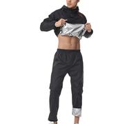 Generico Combinaison d'entraînement pour homme 2 pièces Sauna Veste Top Manches Longues Minceur Transpiration Perte Poids Sport Combinaison Transpiration Capuche Poches Gym Fitness, Noir , XXXL
