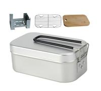Generico Conteneur pour le avec casseroles pour sac à dos, casseroles pour couverts de camping en plein air, récipient en aluminium avec cuisinière pliable de 4 pièces, réfrigérateur pour les