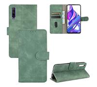 Generico Coque compatible avec Huawei P Smart Pro écran 6.59 STK-L21 Honor 9X / 9X Pro / Y9s Cover Stand flip livre gel protection anti-chocs anti-rayures case portefeuille eco cuir magnétique vert