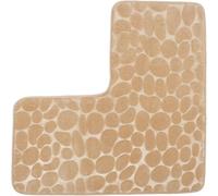 Generico Corner Bath Mat L Shape Pebbles Non Slip Machine Washable Soft Absorbent Bathroom Mat Grey