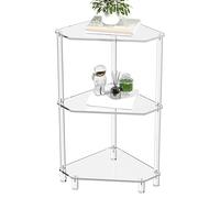 Genérico Corner Table, Acrylic 3-Tier Shelf, Narrow Storage Organizer, Transparent Display Stand for Books Decor Plants for Living Room, Bedroom, Office, Entryway, Apartment, Studio 12 x 12 x 26