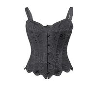 Generico Corset Femme Élégant Curvy Os En Plastique Médiéval Ceinture Corset Minceur Push Up Modelant Bustier Élastique Fête Corset Pirate Serrage Gothique Carnaval Bustiers, Noir , XXL