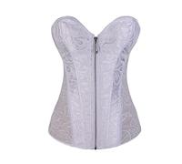 Generico Corset Femmes Sexy Os En Plastique Médiéval Minceur Bustier Curvy Push Up Halloween Corsage Top Carnaval Gothique Shapewear Lingerie Bandeau Partie Satin Dentelle Up Bustiers, Blanc, XXL