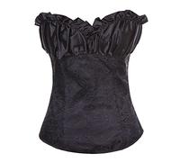 Genérico Corset médiéval pour femme Marron Steampunk Underbust Dentelle Corset Bustier Sexy Lace Up Corset Femmes Ceinture Bustier Gothique Dentelle Ventre Plat Régime, noir, 5XL