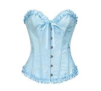 Generico Corset Top Body Femme Halloween Gainant Push Up Bustier Médiéval Amincissant Élégant Corset Top Satin Lacets Serré Corsaires Pirate Fête Carnaval Gothique Bustiers, bleu, XS
