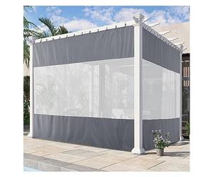 Genérico Cortinas Impermeables Para exteriores Para pérgolas y cenadores, suaves y Transparentes, Con textura de Lona, ojales superiores e inferiores y paredes laterales Que bloquean el calor y la LL