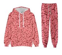 Genérico Costume à capuche pour homme avec imprimé citrouille d'Halloween 3D pour fête en plein air avec capuche et poche kangourou, Rosé, XXL