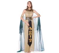 Generico Costume Cleopatra - Élégante robe Fanncy Cleopatrra avec détails en or | Style authentique pour femme en costume égyptien | Magnifique palamade égyptienne pour les fêtes d'Halloween
