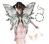 Genérico Costume d'ailes - Vêtements d'ange | Accessoires de robe : vol avec plumes brillantes, ensemble fantaisie quatre pièces, maquillage pour mariage, anniversaire, fête, jeu