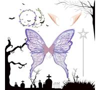 Generico Costume de fée papillon pour cosplay | Set de fée papillon pour femme Halloween carnaval | Costume élastique avec guirlande florale pour femmes, filles et filles
