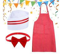 Generico Costume De Vendeur De Chien Chaud - Années 50 Réglable Rayé Rouge Blanc Costume De Carnaval | Costume De Carnaval Avec Chapeau Et Papillons | Pour Anniversaires Jeux De Rôle Célébrations Et