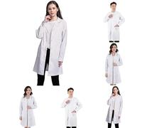 Genérico Cotone Camice Medico Bianco, Medico Cappotto Camice da Lavoro Maniche Lunghe Camice Bianco da Laboratorio Chimico Camici per Infermiera Student Cosplay, Camice Laboratoire Donna Uomo, 001