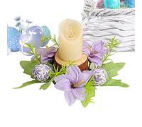 Genérico Couronne de bougies de Pâques, couronnes d'anneaux de bougies d'œufs de Pâques, couronnes avec fleurs artificielles de ferme, anneaux de Noël - Guirlande de fleurs, centre de table Resist