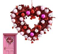 Genérico Couronne de cœur Saint Valentin - Couronne de Noël en Forme de cœur | Couronnes romantiques, Lumineux pour Mariage & fiançailles, cœurs Roses et Rouges Brillants