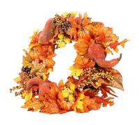 Genérico Couronnes d'automne pour porte d'entrée | Couronne d'automne de 50 cm citrouilles et feuilles d'érable - Guirlande décorative pour intérieur extérieur, mur, porte, décoration Halloween, Noël